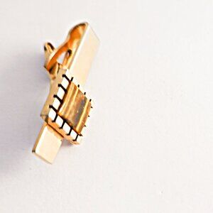Genuine Tigers Eye Gemstone Tie Bar Clasp